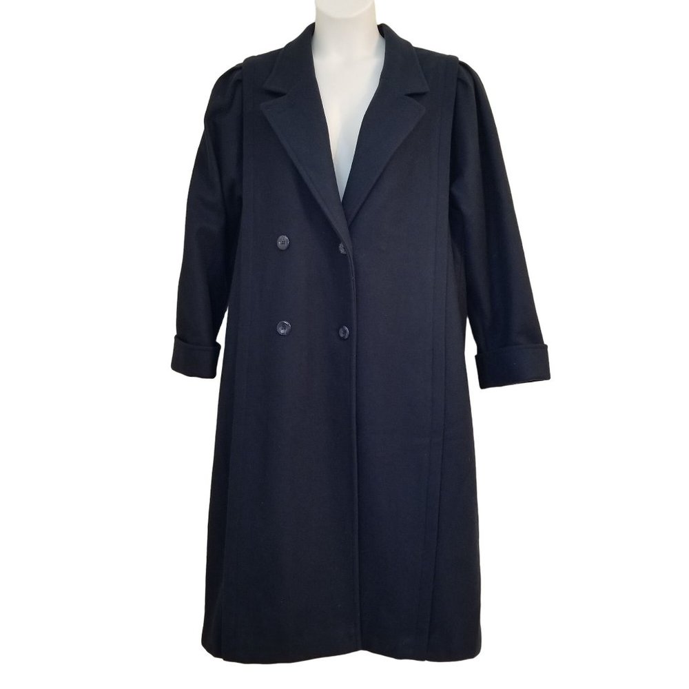 Worthington Vintage Wool Blend Double Breasted Trench Coat Pockets 80s‎ 16P
